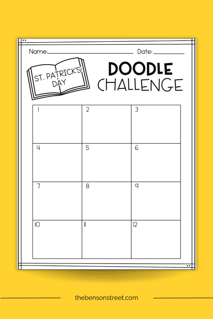 Blank Sheet ready to add irish themed doodles for March 17th