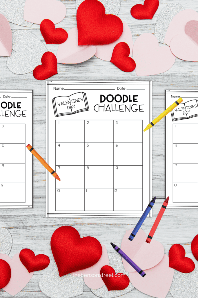 Blank doodle challenge printable pages for February