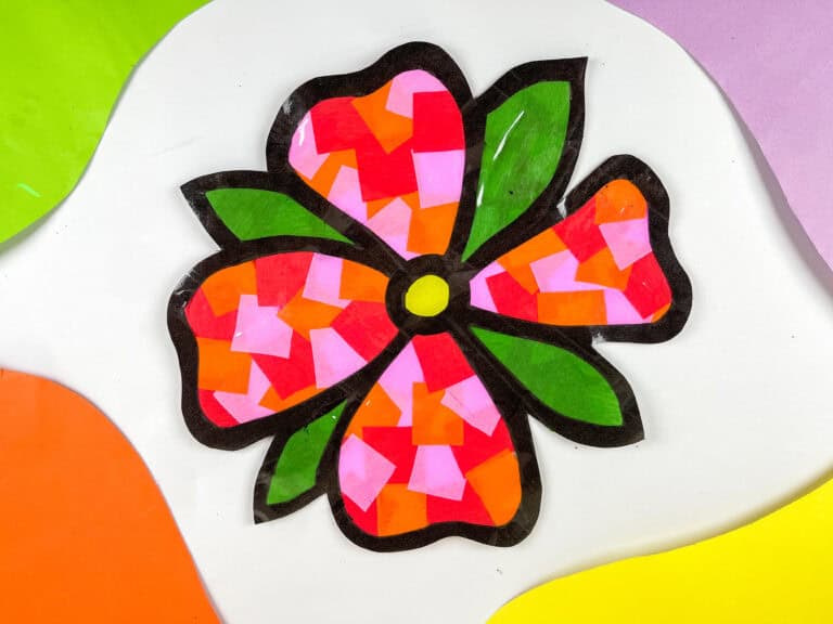 Bright spring flower suncatcher craft idea