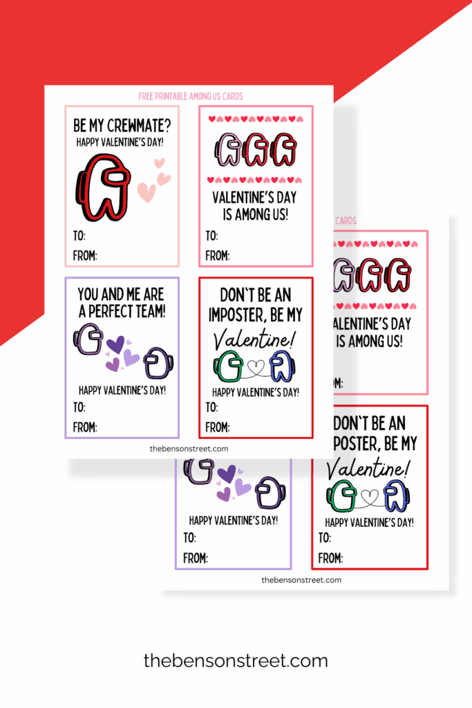 Cute Among Us Valentines for classroom parties