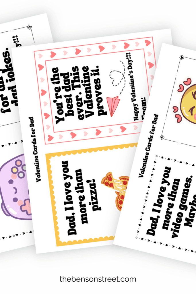 Cute Valentine Cards to give to dad in a fanned out stack