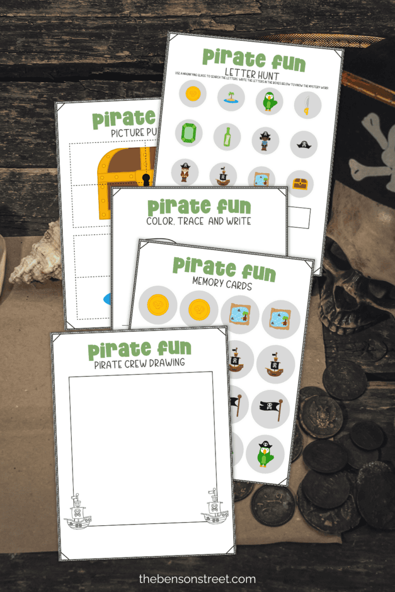 Five different pirate fun activities for kids for learning and as educational resources