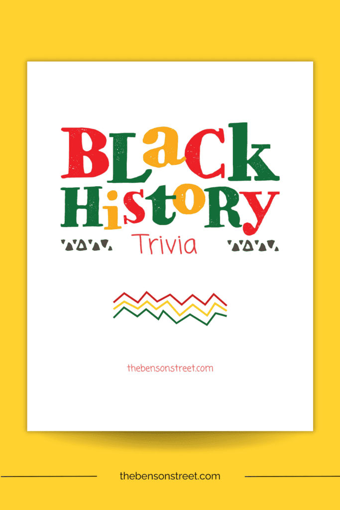 Free Printable Black History Trivia Cover Pages on Yellow background