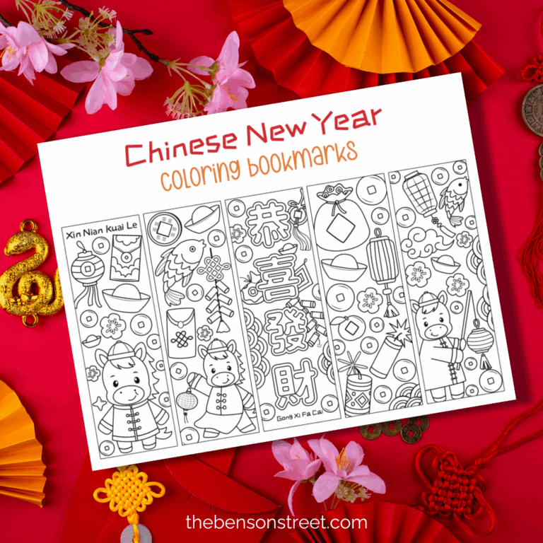 Free printable Chinese New Year coloring Bookmarks