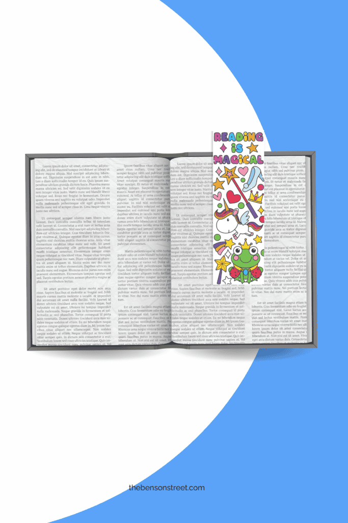 Free printable reading is magical bookmark on a book