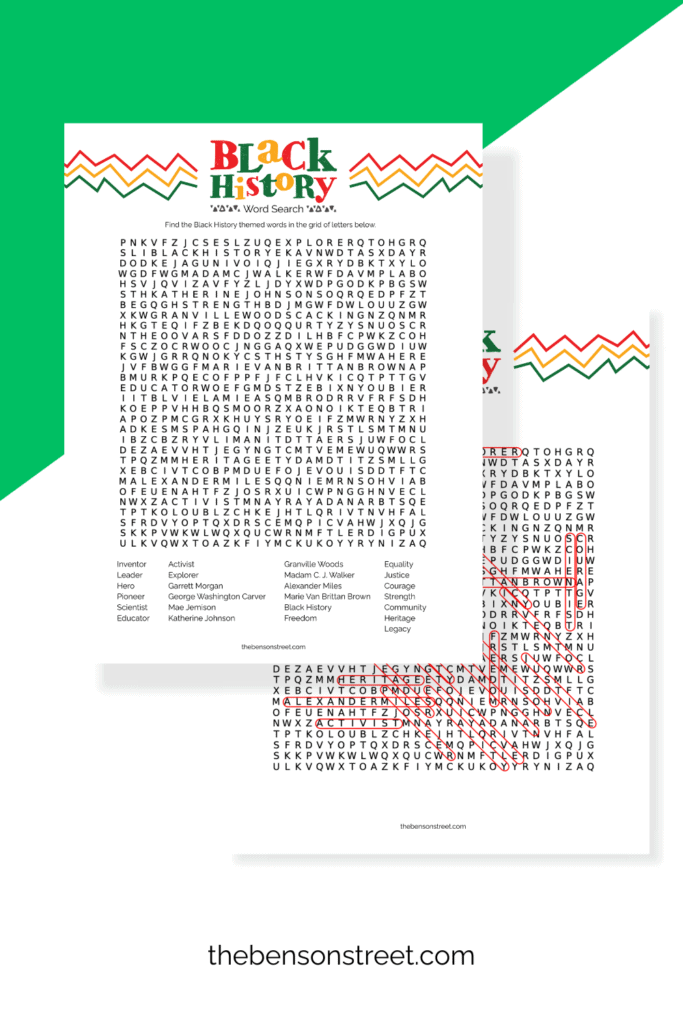 Free to print word search find for Black History words
