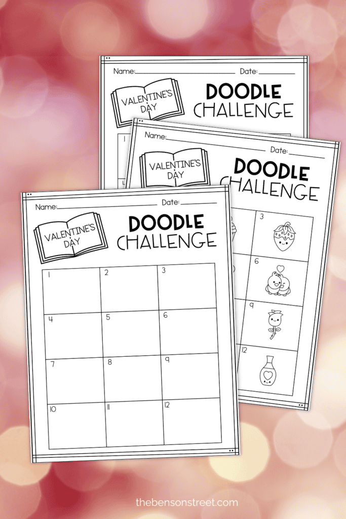 Get ready to practice drawing with february themed doodles