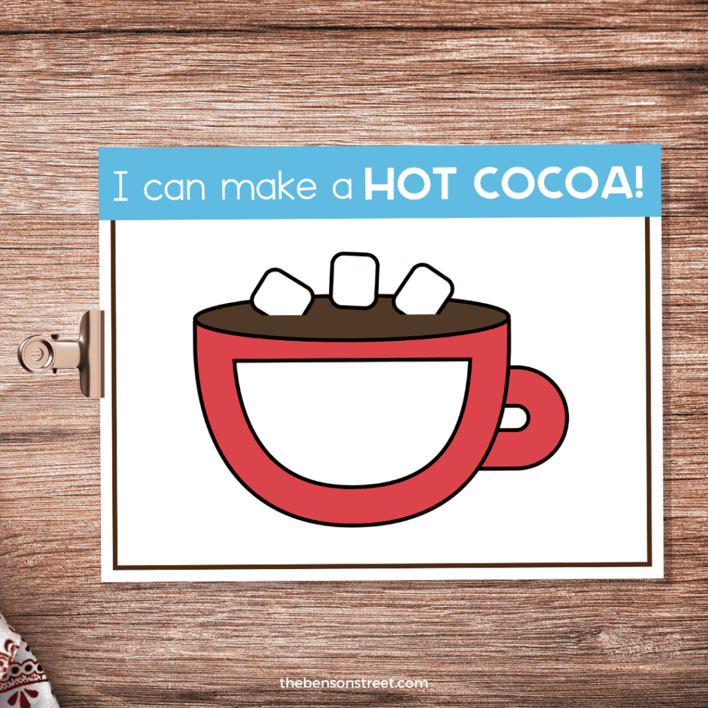 Hot Cocoa Playdough Mat for kids to play with