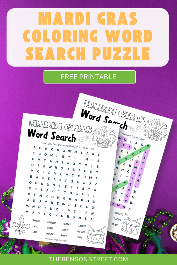 Mardi Gras Coloring Word Search Puzzle Free Printable