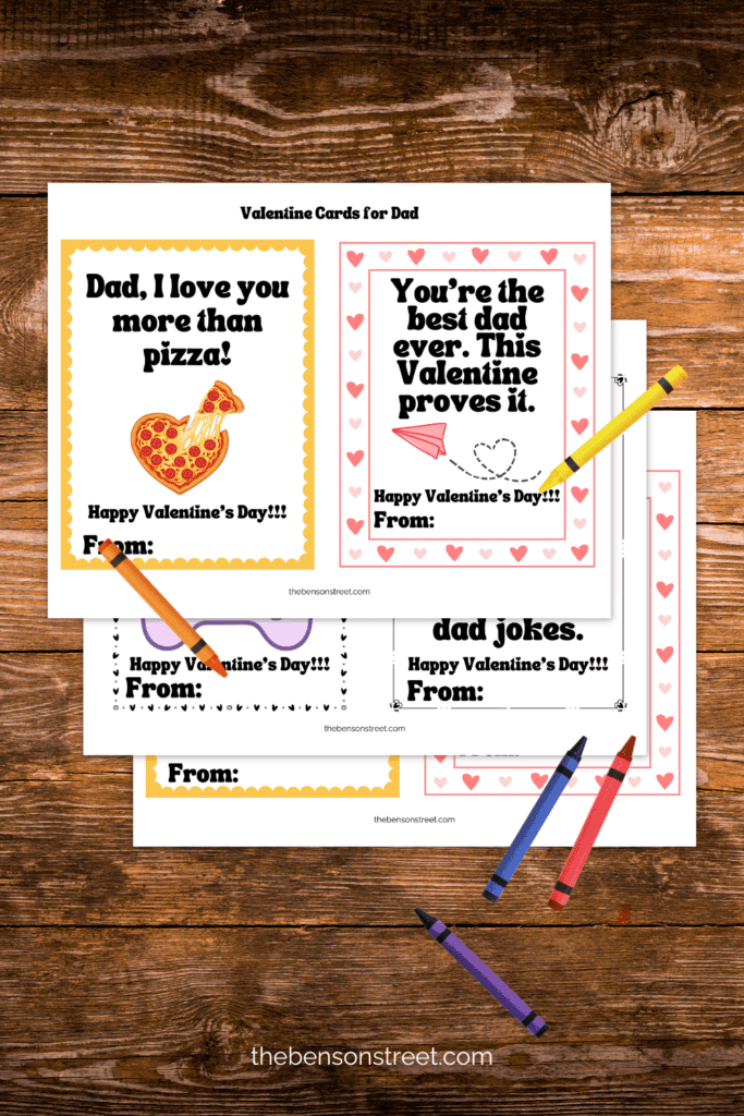 Printed off pages with dad valentines on them to print and gift
