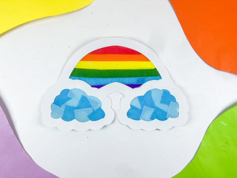 Rainbow suncatcher craft finished on a white background
