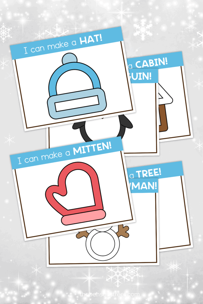 Six Different Winter Playdough Mats free printables