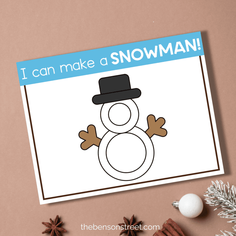 Snowman playdoh mat free printable