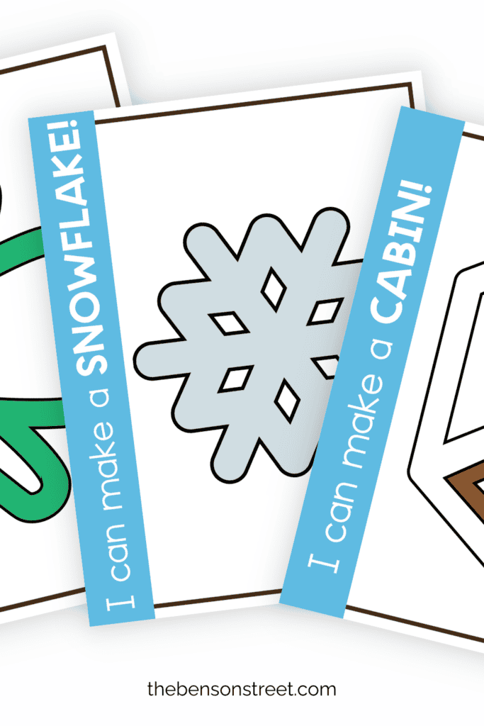 Three pages of free to print winter play doh mats for kids fanned out