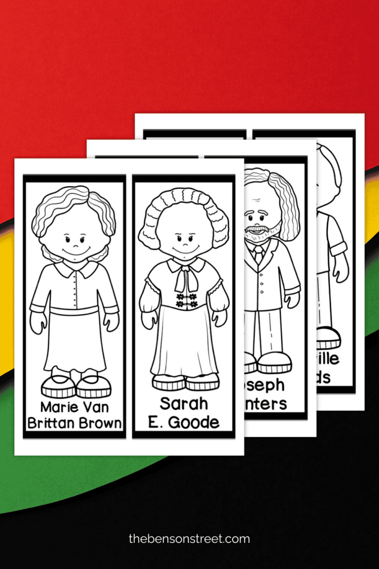 Three sheets for Black History Month with famous inventors to color in