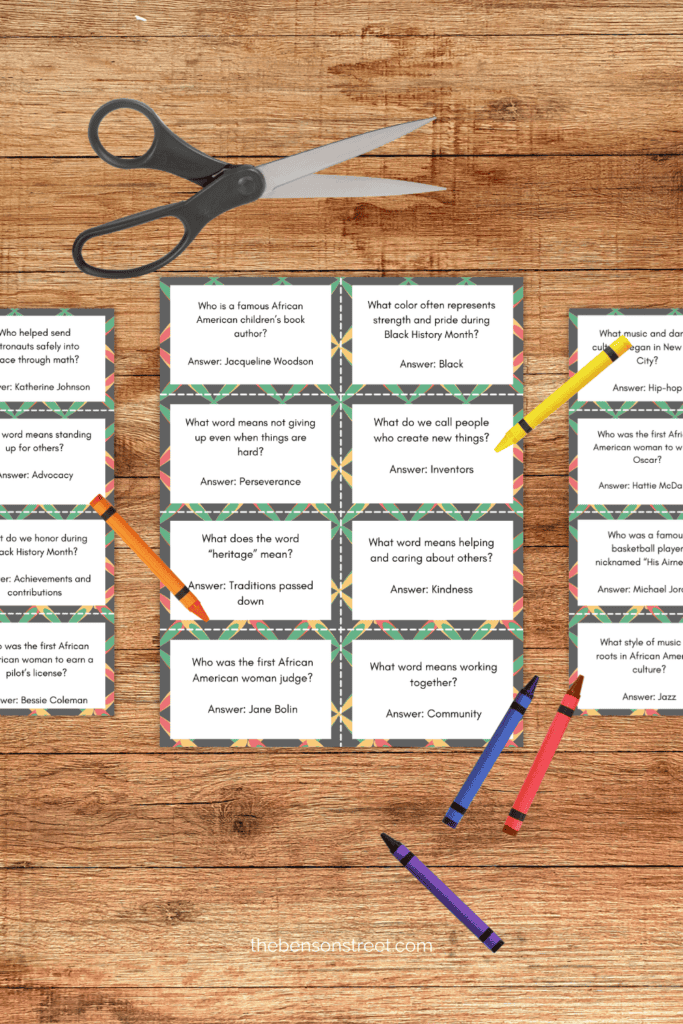 Three sheets of trivia question cards to cut apart