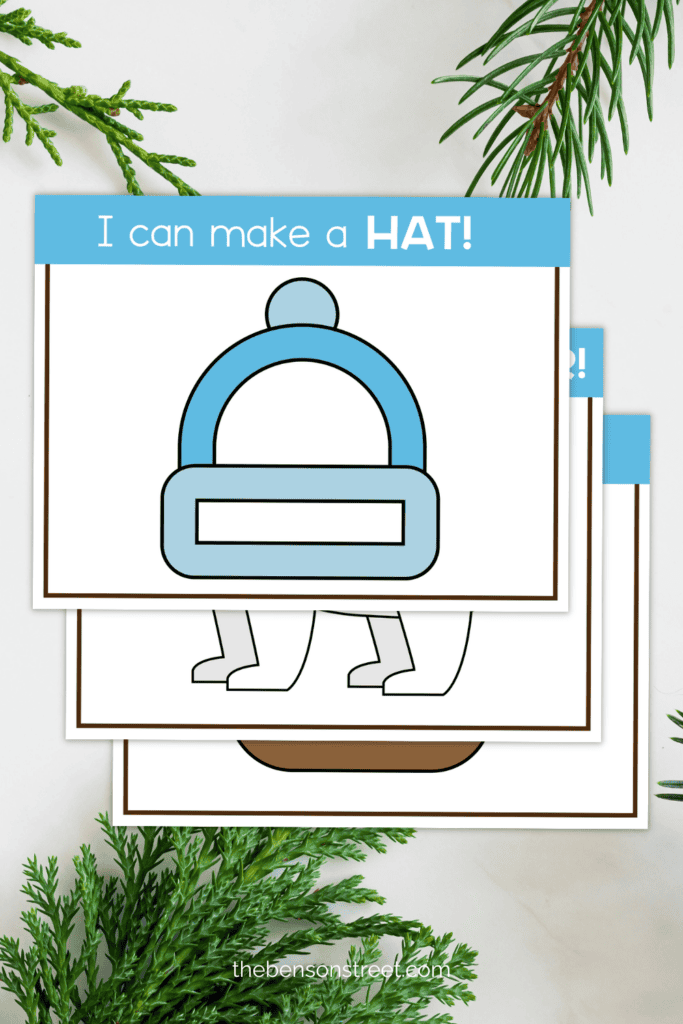 Three winter playdough mats for kids that are free to print