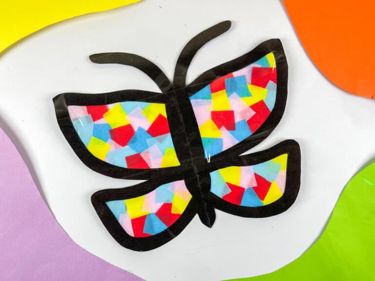 Tissue paper wings butterfly suncatcher