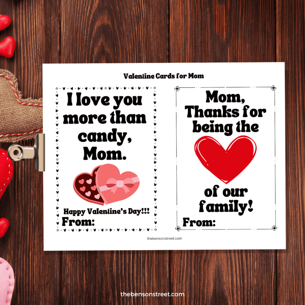 Two different Valentine Cards to give to mom on February 14th