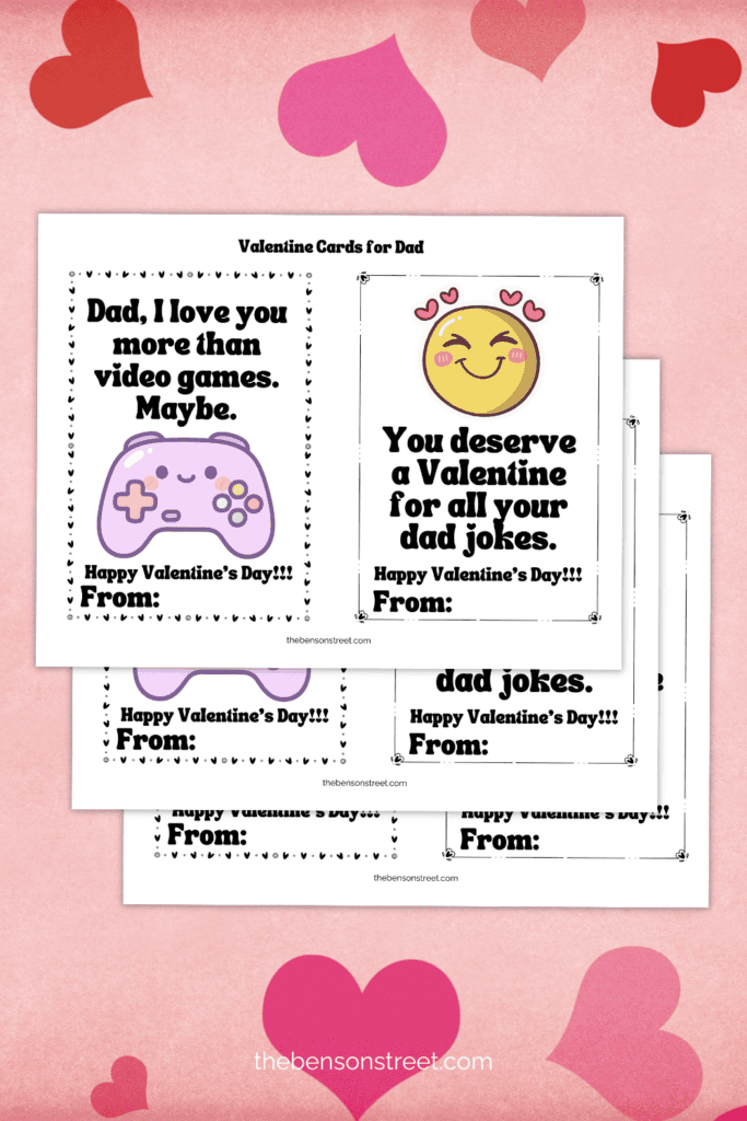 Two different Valentine cards for dad with cute sayings