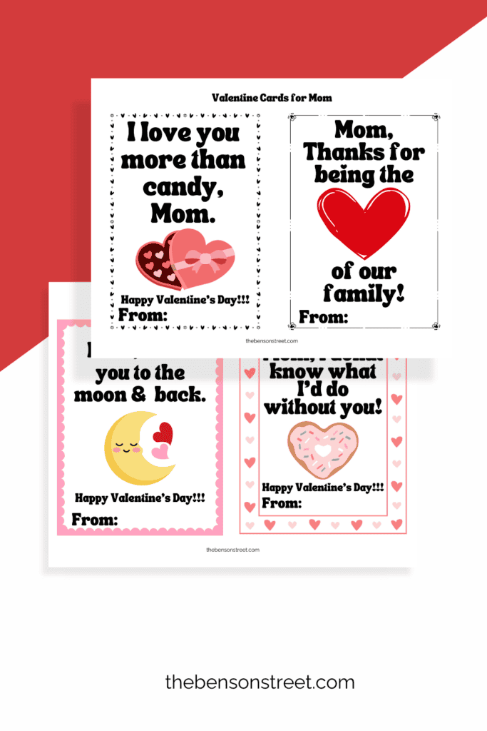 Two printable sheets of valentines to give your mother