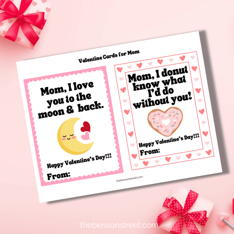 Valentine's Day Cards for Mom free printable with four designs