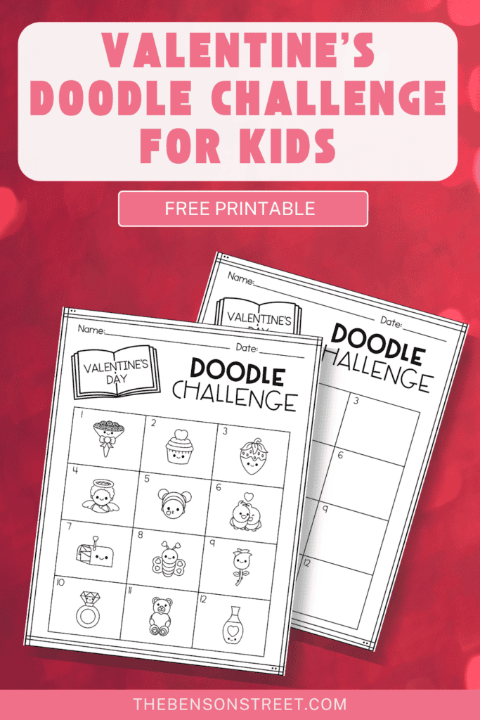 Valentine's Doodle Challenge for kids free printable
