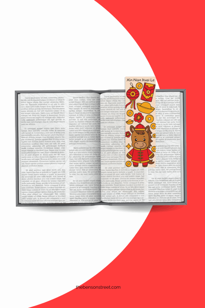 Year of the Horse Coloring Bookmarks to print