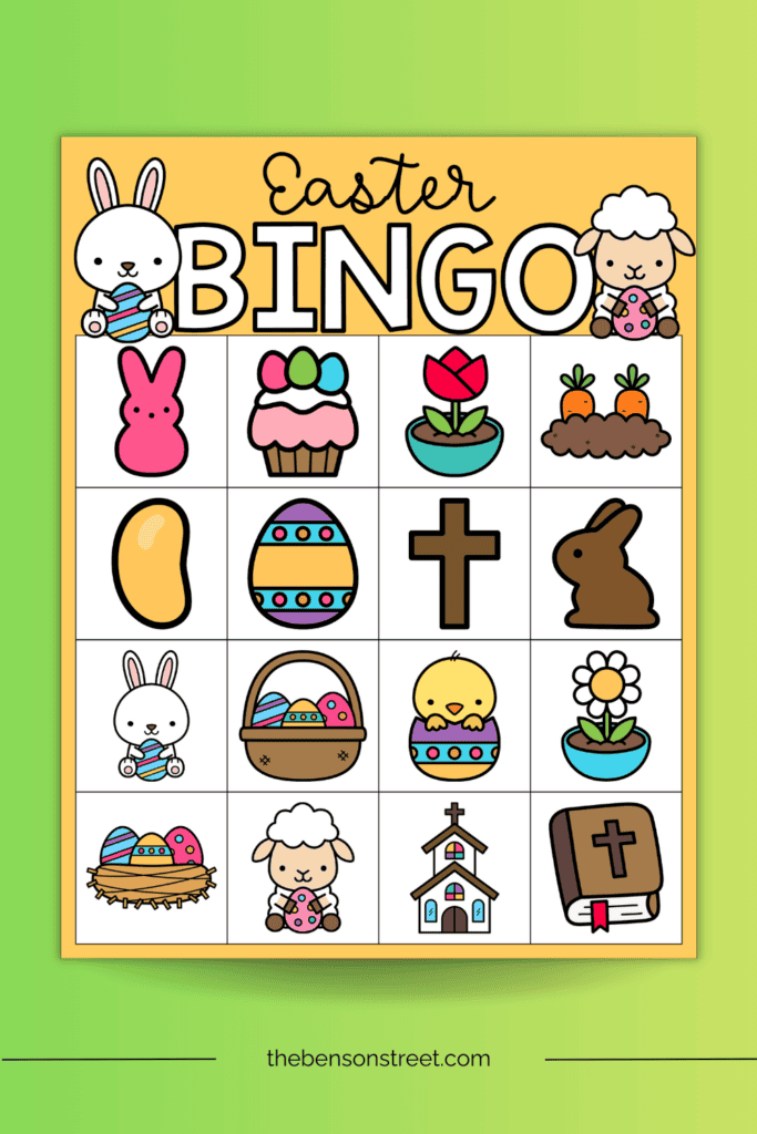 A free printable kids easter bingo card free to print