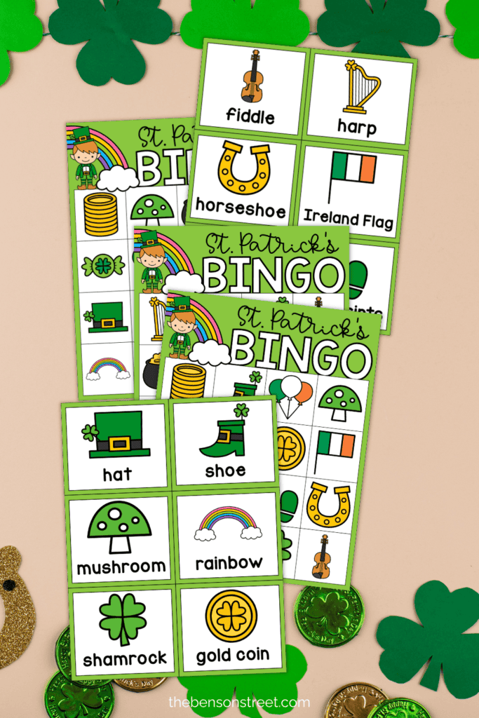 Bingo boards and calling cards for a fun march game for kids