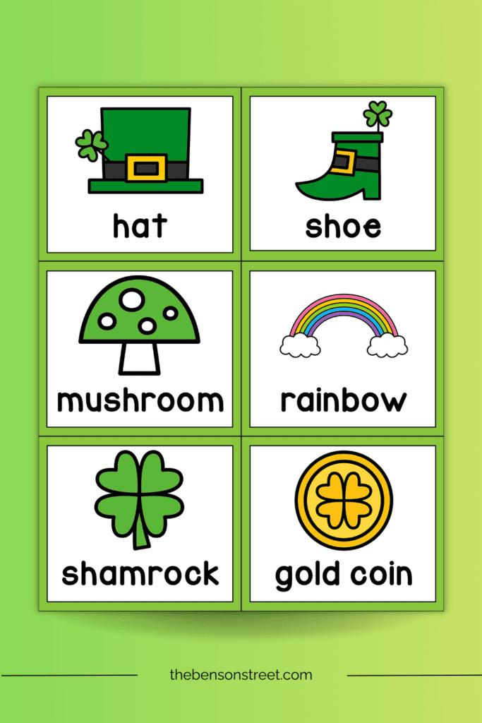 Calling cards for a set of printable saint patrick's day bingo game