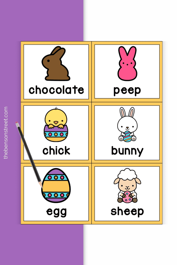 Calling cards to cut apart for easter bingo