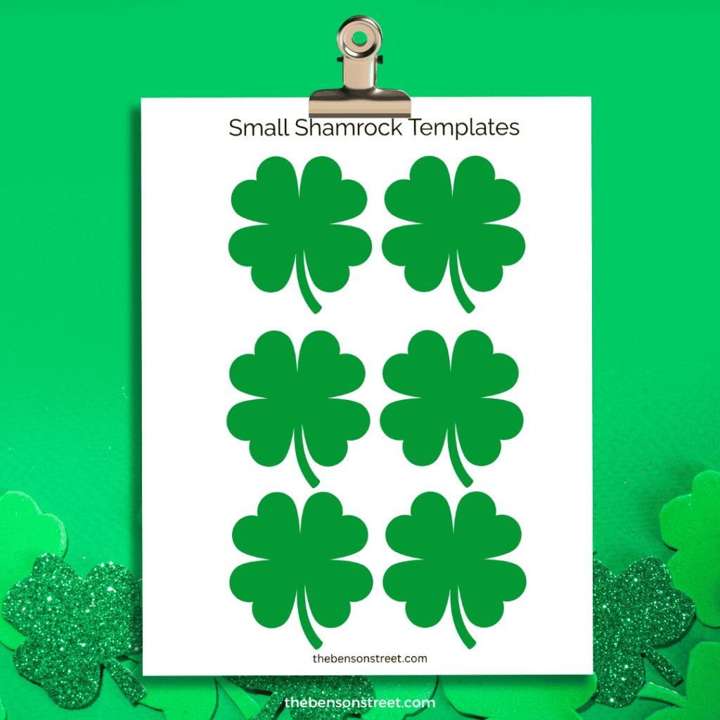 Clip with a page of four leaf clover templates on it