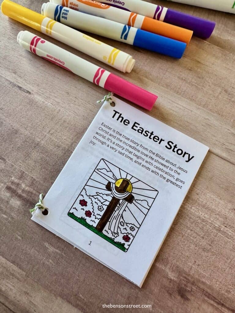 Cover of an Easter Mini Book partially colored in