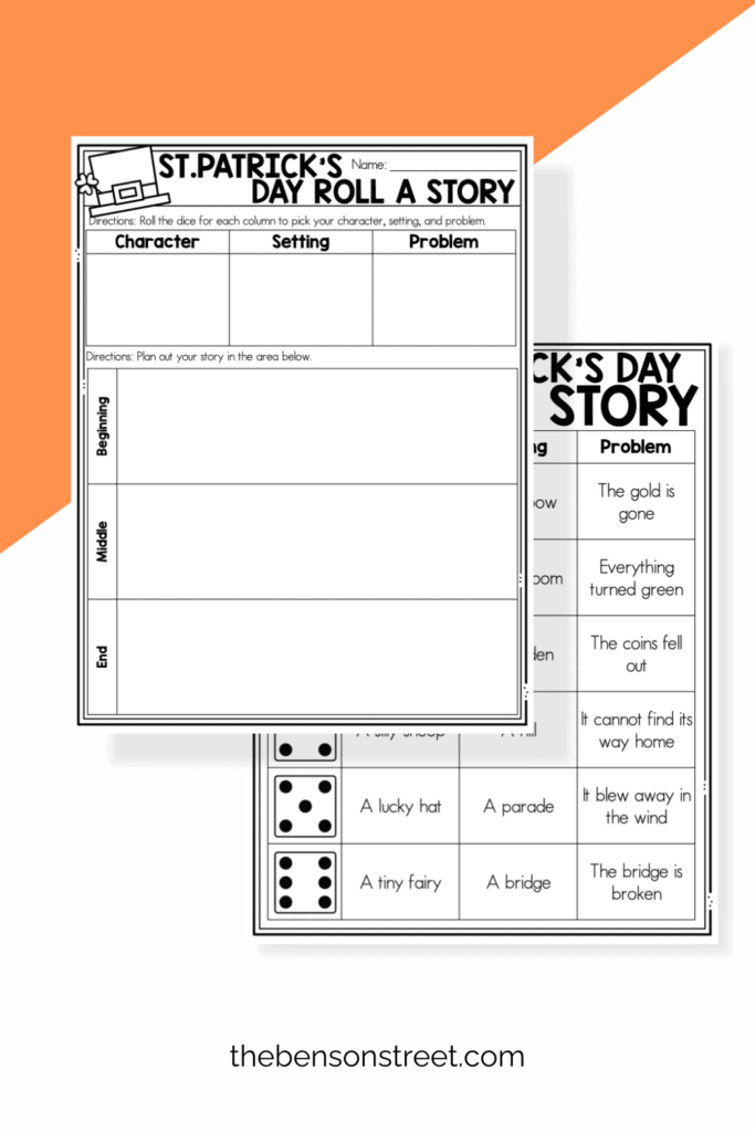 Creative writing activity for March 17th for elementary students