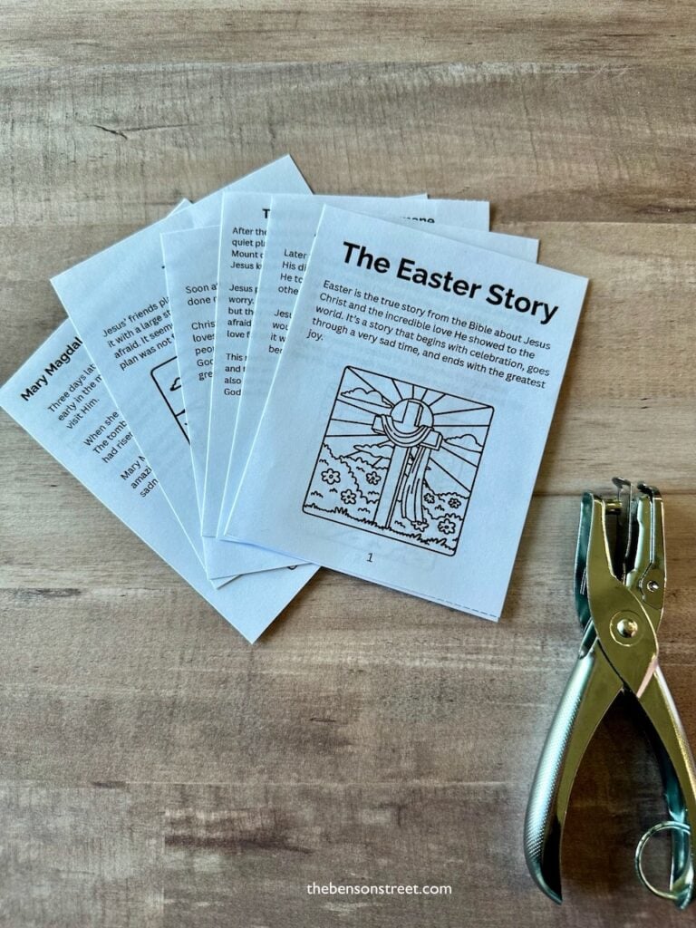 Cut out pages of a Religious Easter Mini book