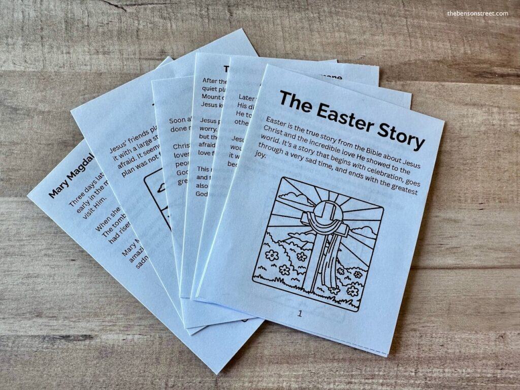Fanned out stack of mini coloring book for easter