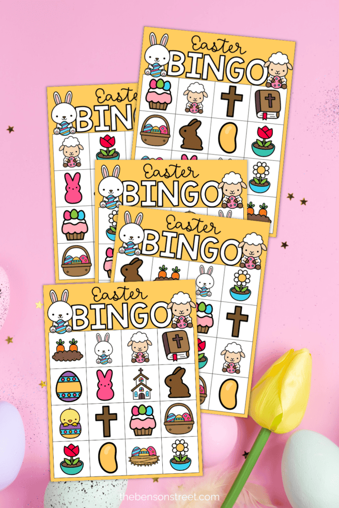 Five free printable easter themed bingo cards 