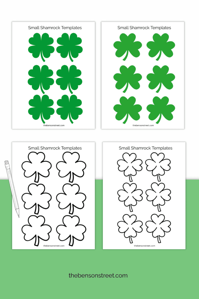 Four sheets of small shamrocks template printables