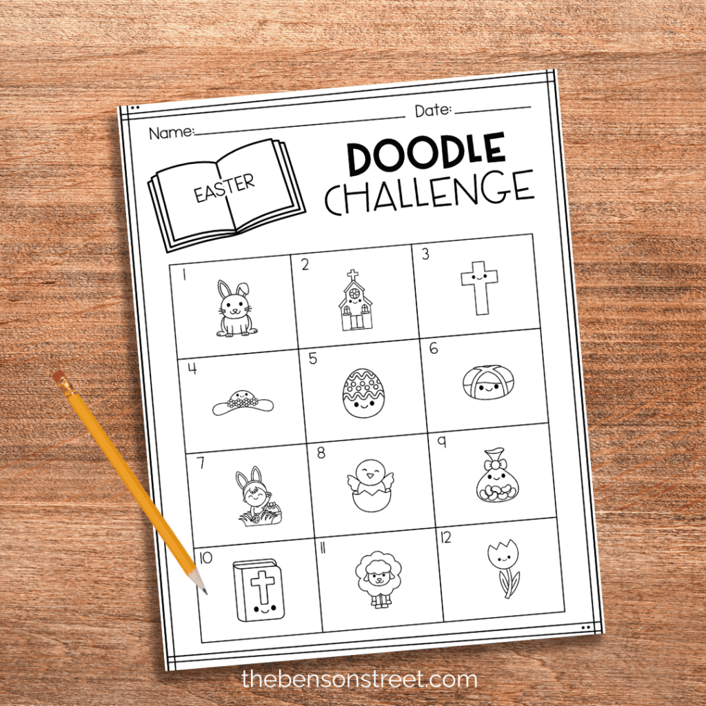 Free Printable Doodle challenge Easter for kids