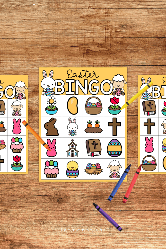 Free Printable Easter Bingo for Kids with spring pictures
