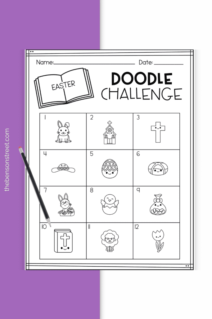 Free Printable Easter doodle Page for Kids to make