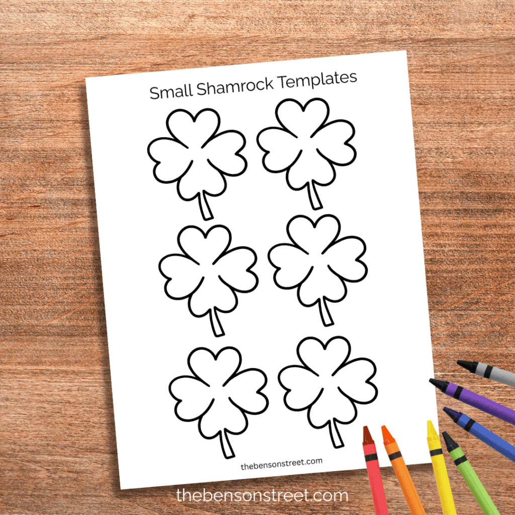 Free Small Shamrock Templates with crayons to color in