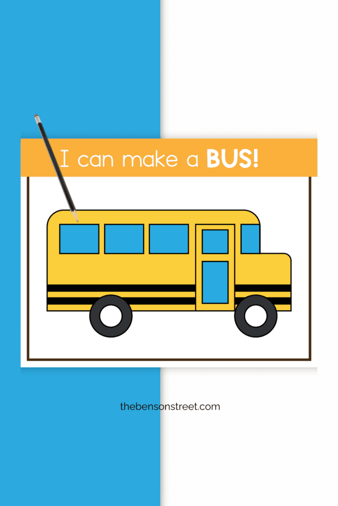 School Bus Playdough mat with a pencil on top