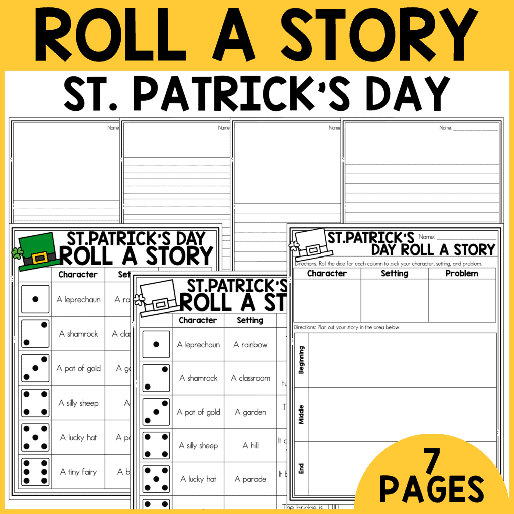 St. Patrick's Day Roll a Story with seven pages