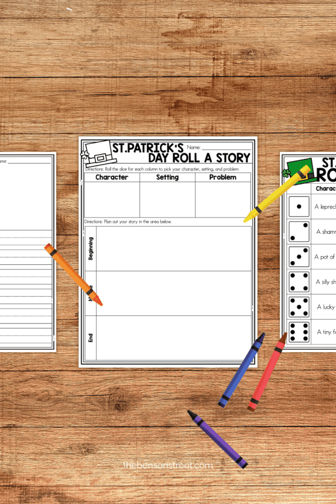 St. Patrick's Day roll a dice story printables