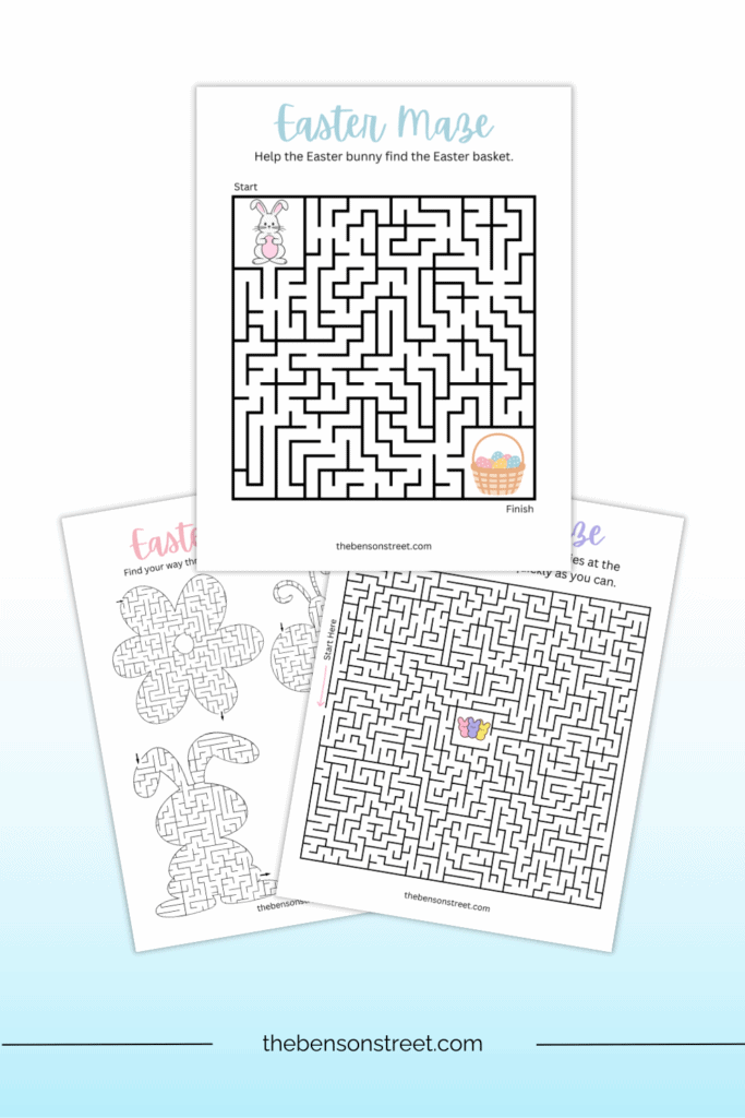 Three different maze worksheets for springtime free to print 