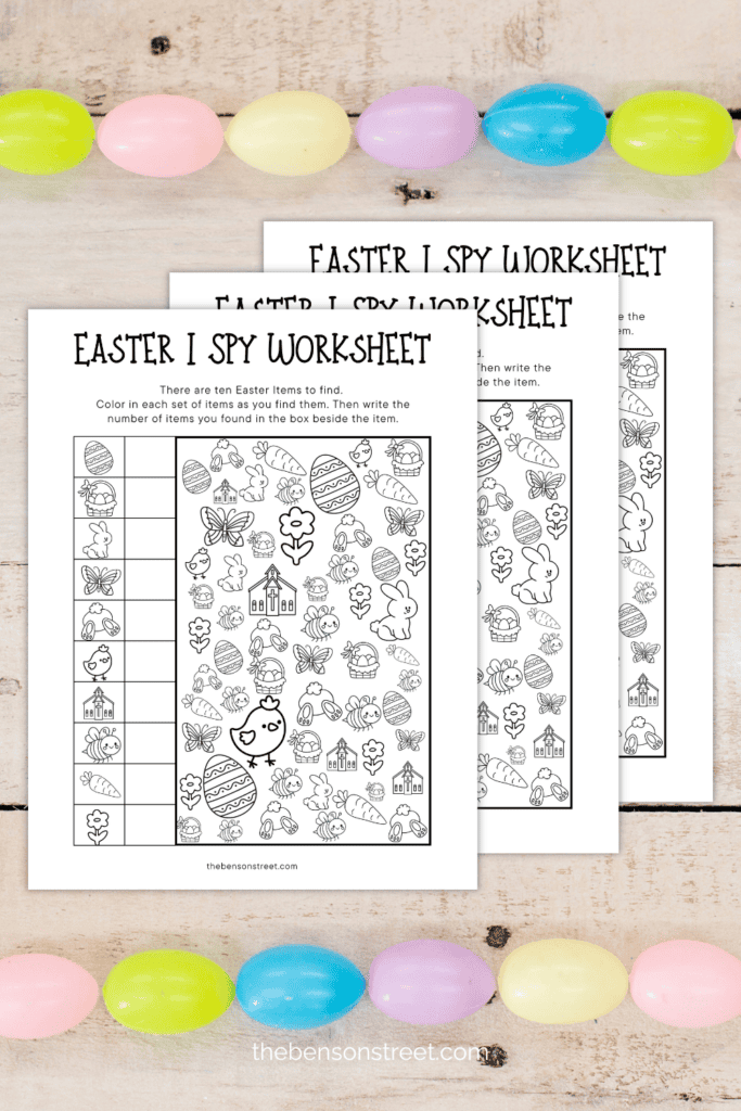 Three easter coloring sheets with an activity