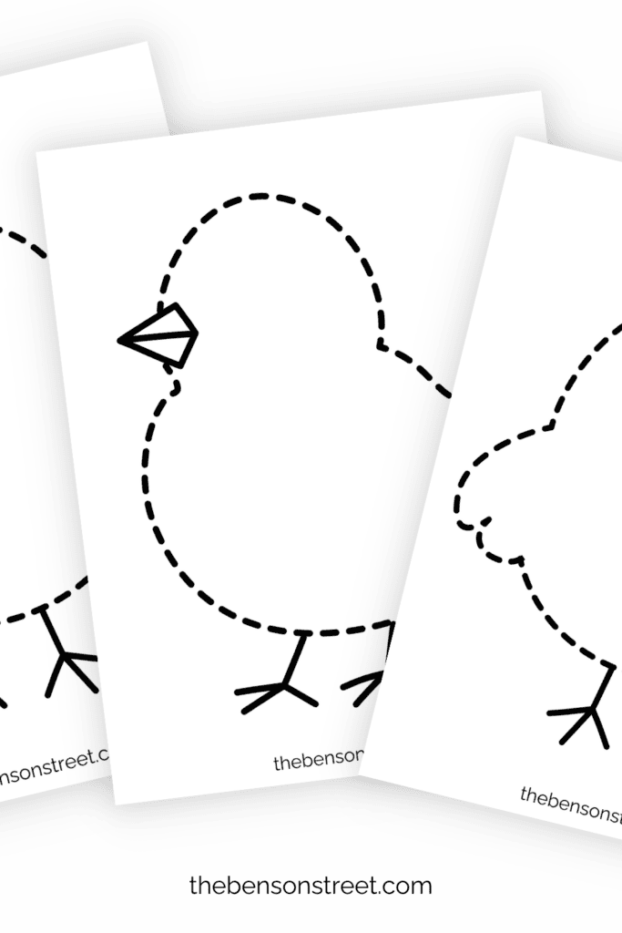 Three pages of chick templates in a fanned out stack