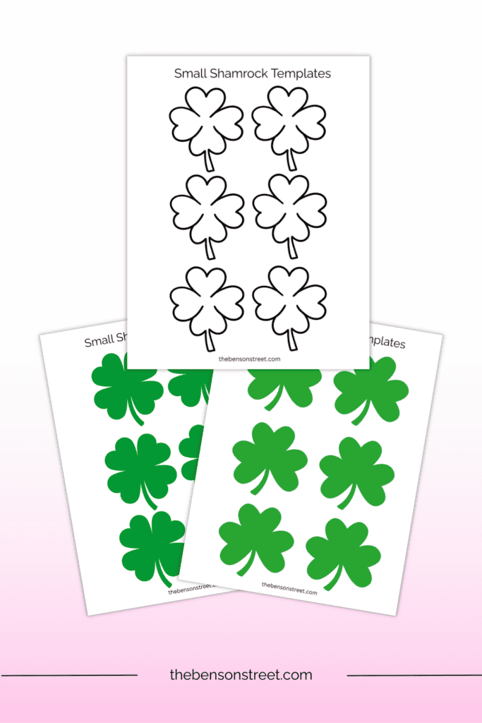 Three pages of shamrock clovers templates